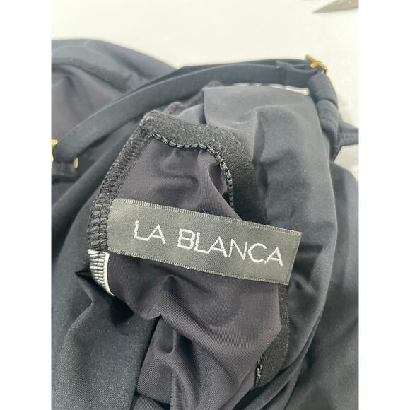 La Blanca Island Goddess One Shoulder Keyhole Tankini Top & Bottom Black SzUS 16 - Picture 3 of 12